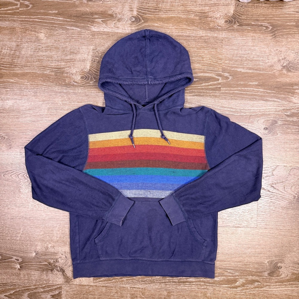 VTG Y2K Old Navy Surplus Hoodie Mens Small Stripe Sweatshirt Grunge Skate